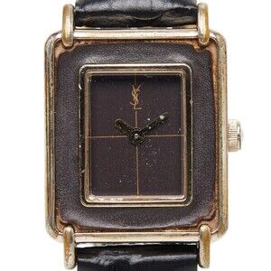 Saint Laurent Macaron Leather-In Watch 4-831268 Quartz Brown Dial Metal Leath...